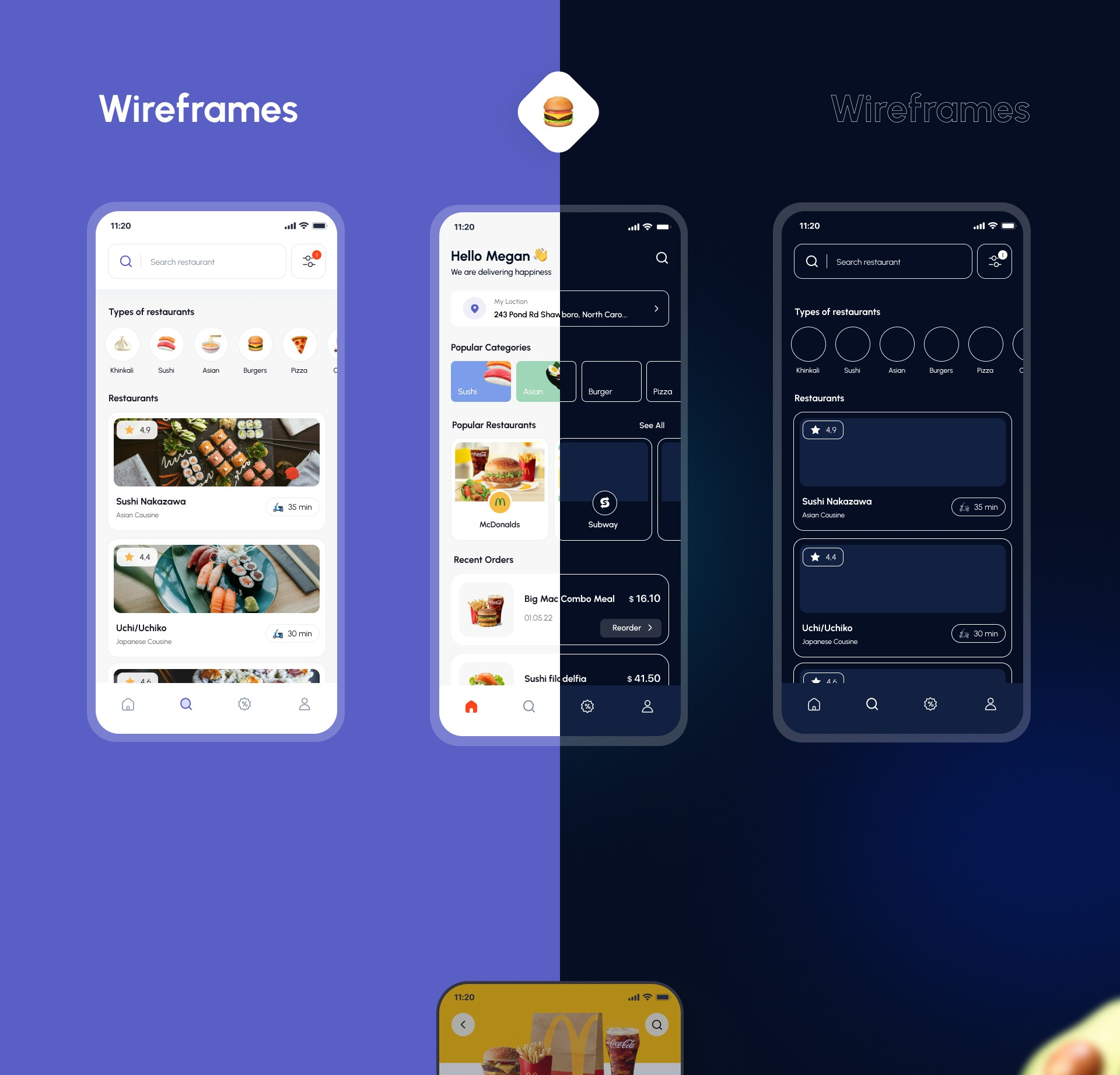 Capture d'écran d'une application mobile avec un design moderne réalisé par Caliblock